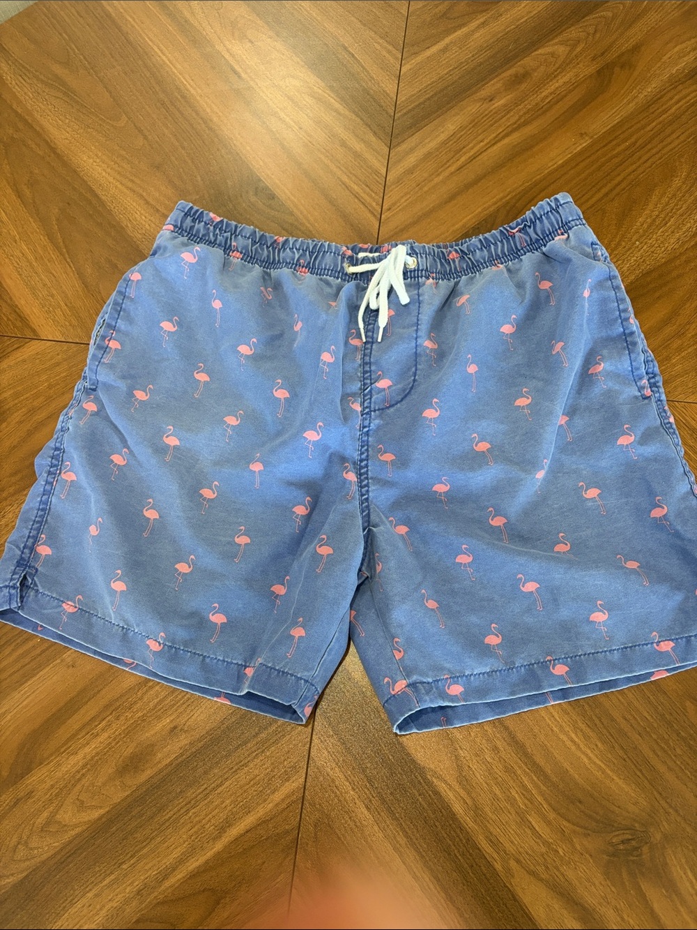 Ingear Blue Swim Trunks with Pink Flamingo Print